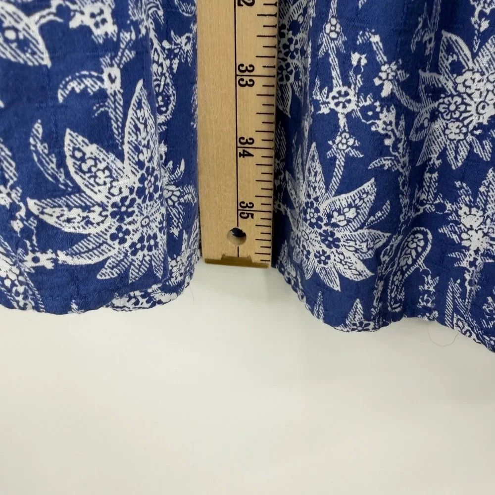 Ann Taylor Dress Womens Medium Blue Paisley Ruffle Sleeve Tiered Cotton Blend - Picture 7 of 7